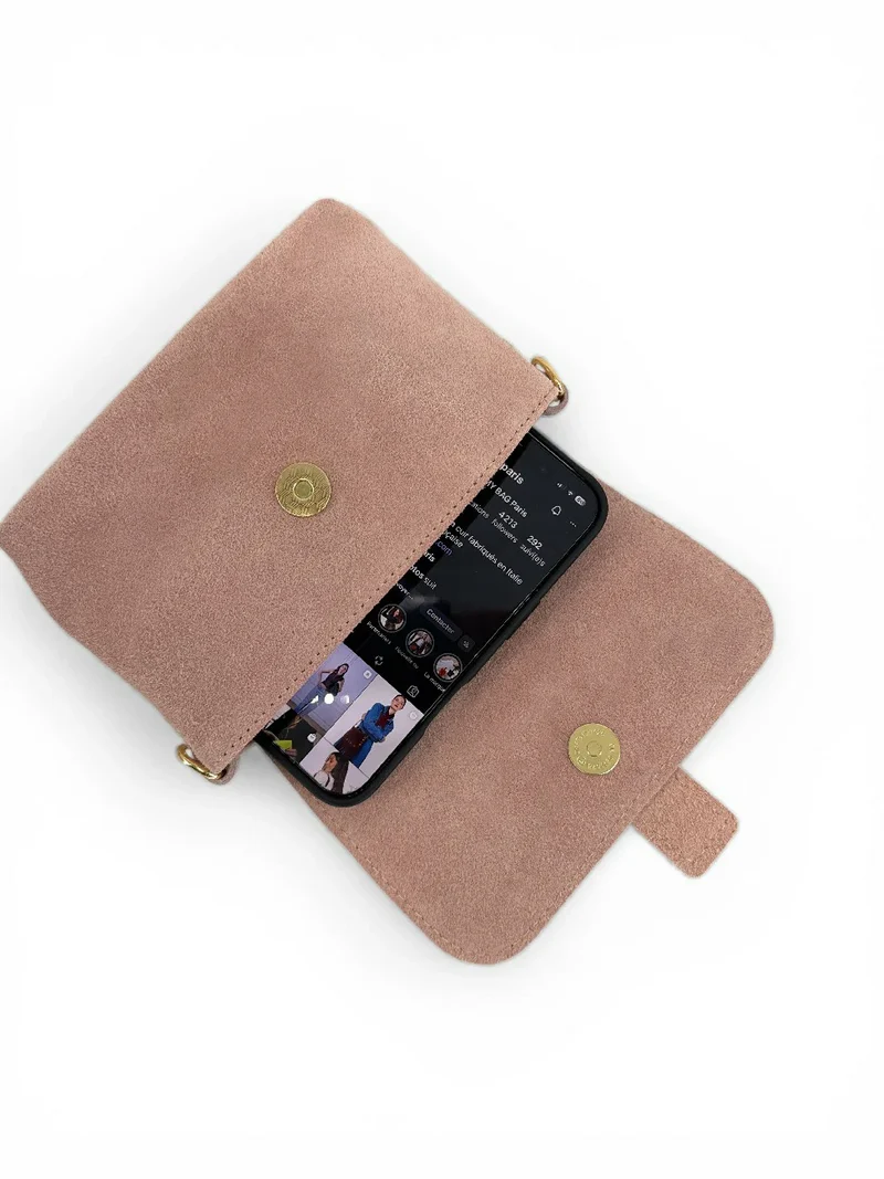 Micro-sac en daim BERLINGOT SUEDE Rose pastel