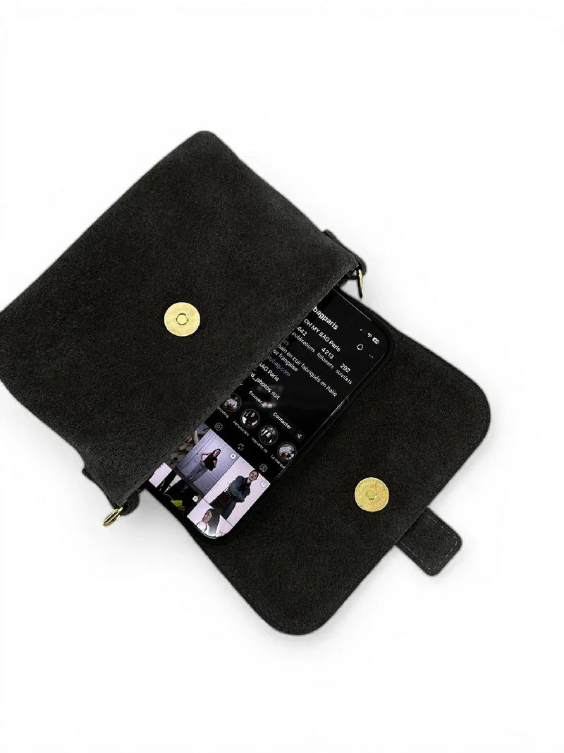 Micro-sac en daim BERLINGOT SUEDE Noir