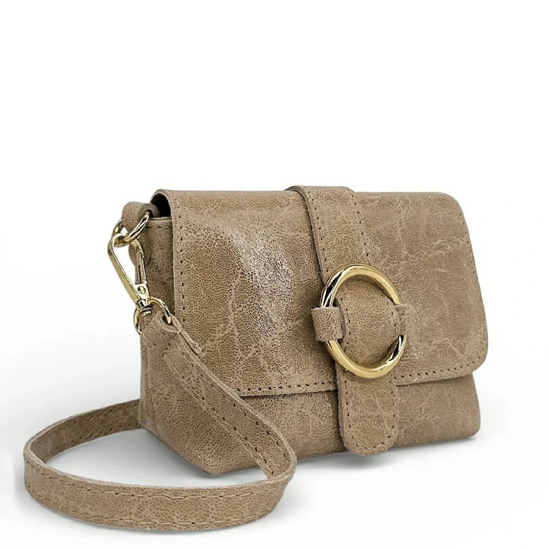Micro sac en cuir brossé BERLINGOT Taupe