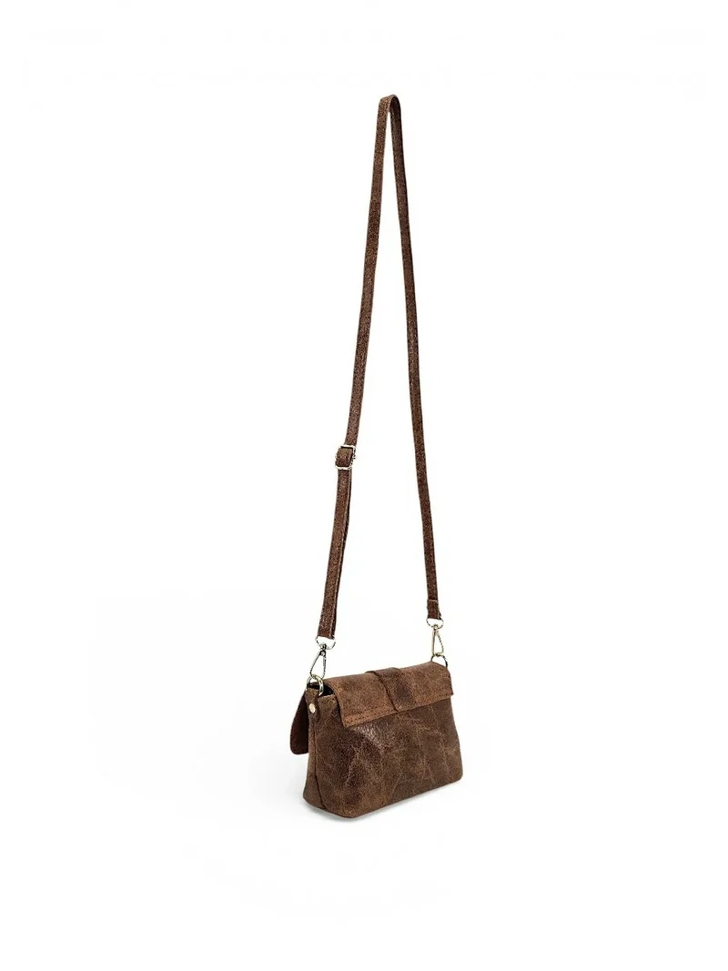 Micro sac en cuir brossé BERLINGOT Châtaigne