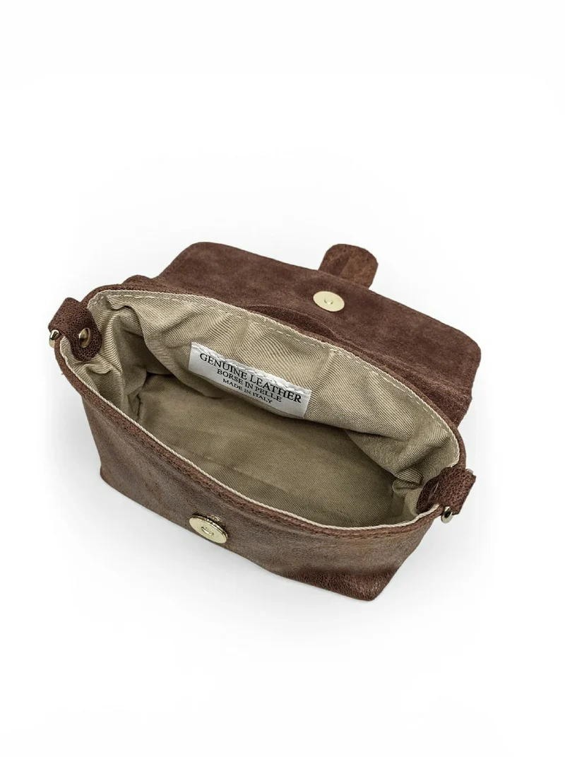 Micro sac en cuir brossé BERLINGOT Châtaigne