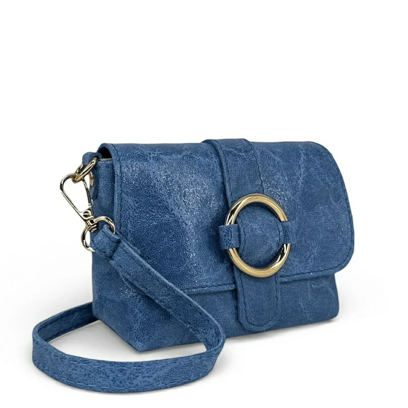 Micro sac en cuir brossé BERLINGOT Bleu denim