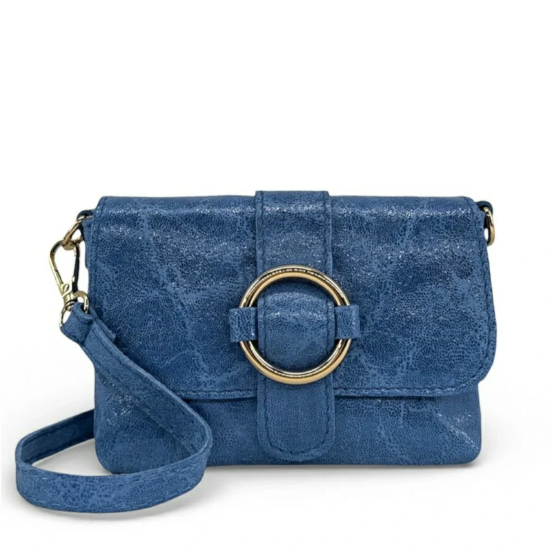 Micro sac en cuir brossé BERLINGOT Bleu denim