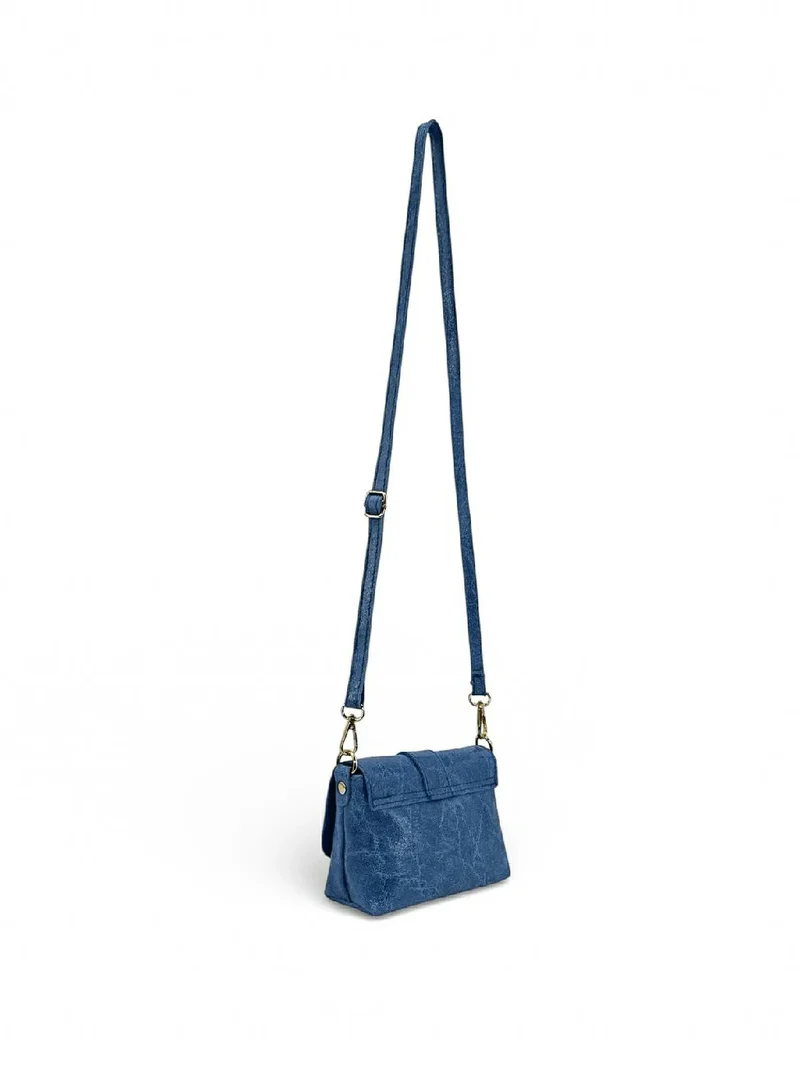 Micro sac en cuir brossé BERLINGOT Bleu denim
