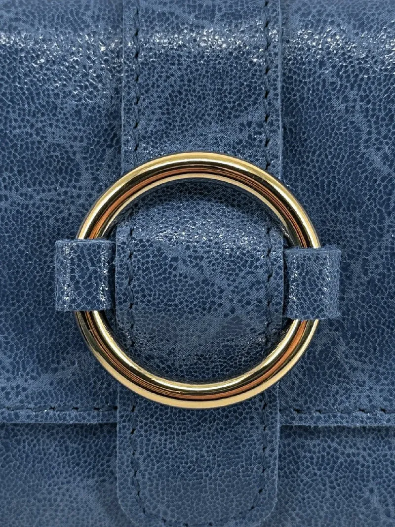 Micro sac en cuir brossé BERLINGOT Bleu denim