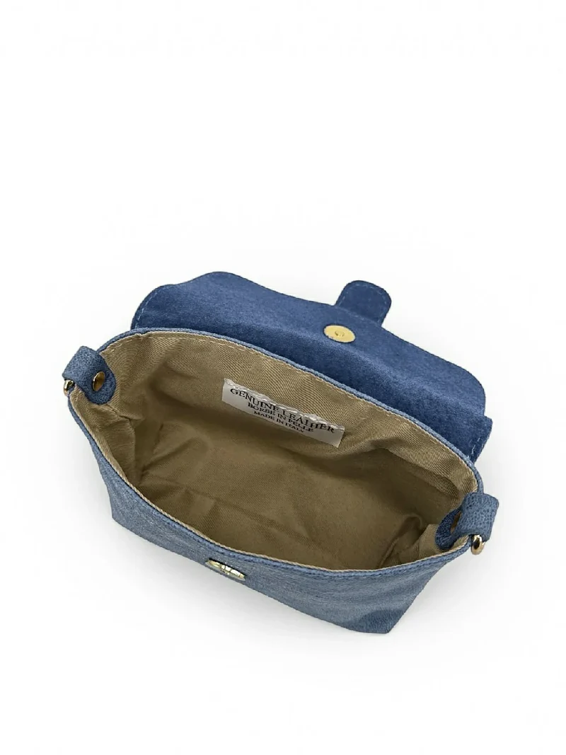 Micro sac en cuir brossé BERLINGOT Bleu denim