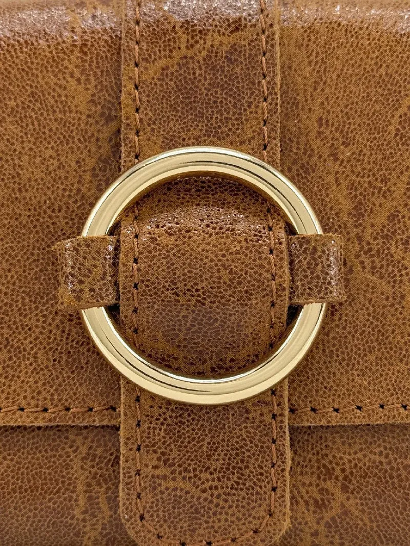 Micro sac en cuir brossé BERLINGOT Camel foncé