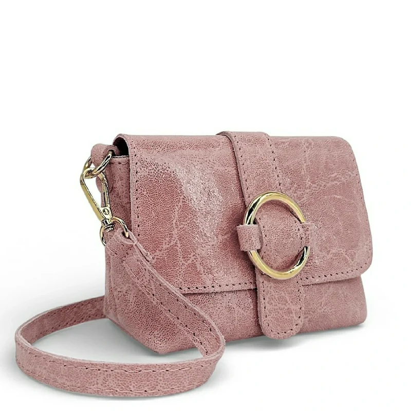 Micro sac en cuir brossé BERLINGOT Rose pastel