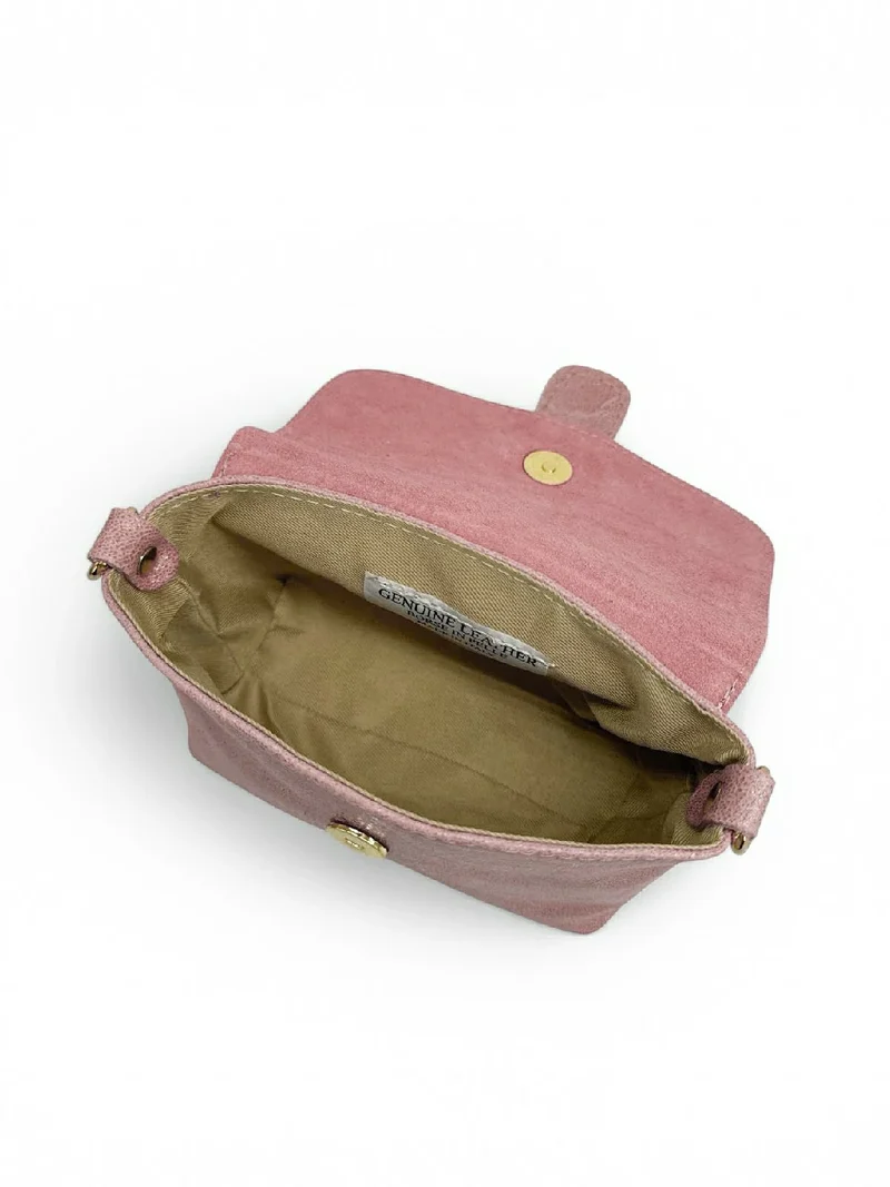 Micro sac en cuir brossé BERLINGOT Rose pastel