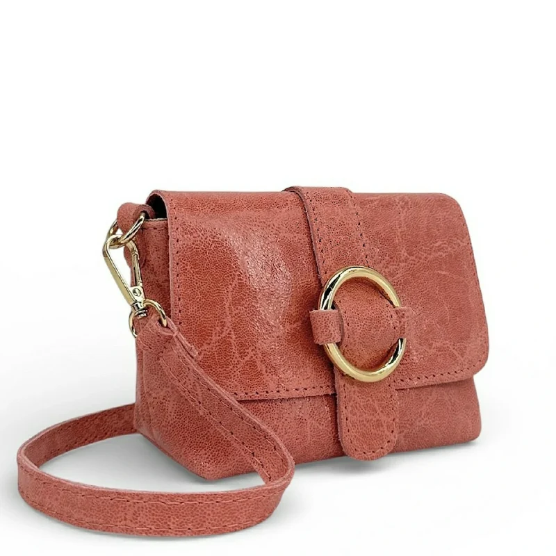 Micro sac en cuir brossé BERLINGOT Rose saumon