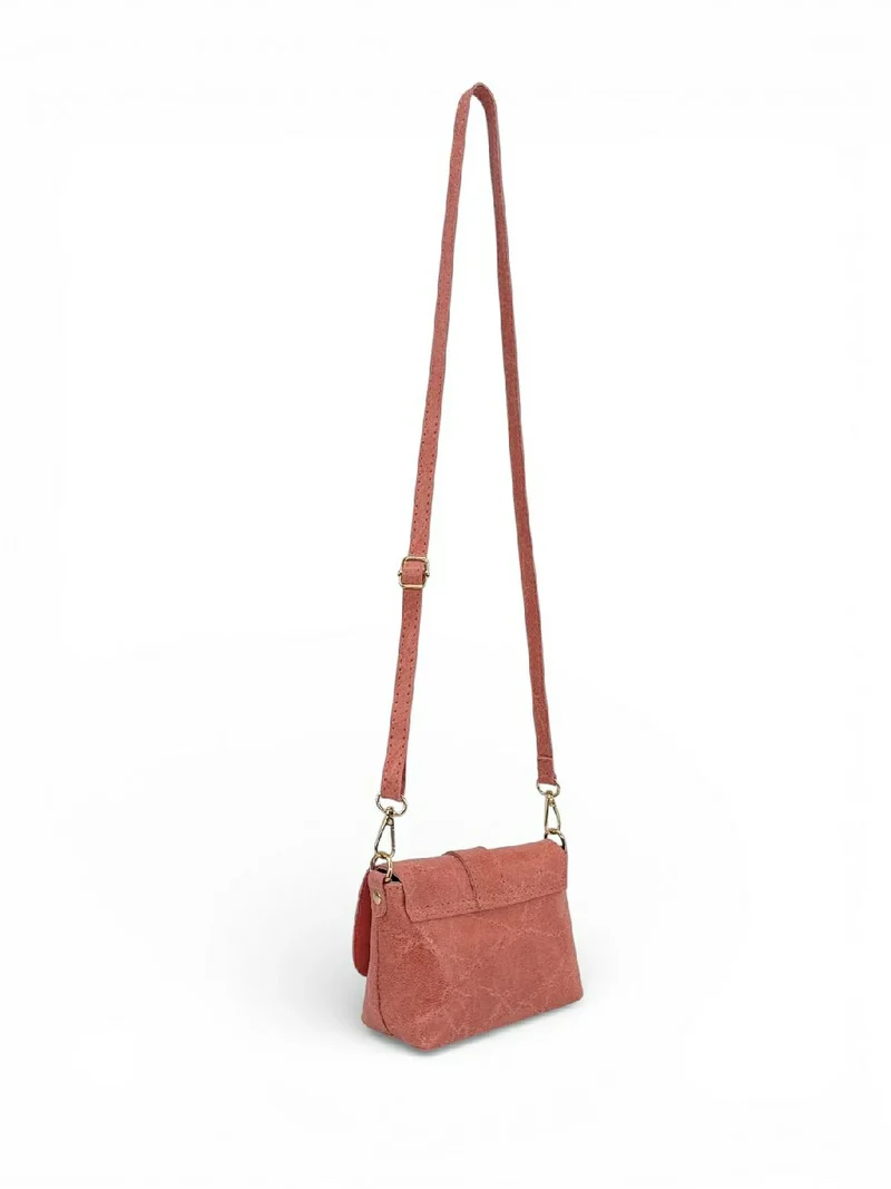 Micro sac en cuir brossé BERLINGOT Rose saumon