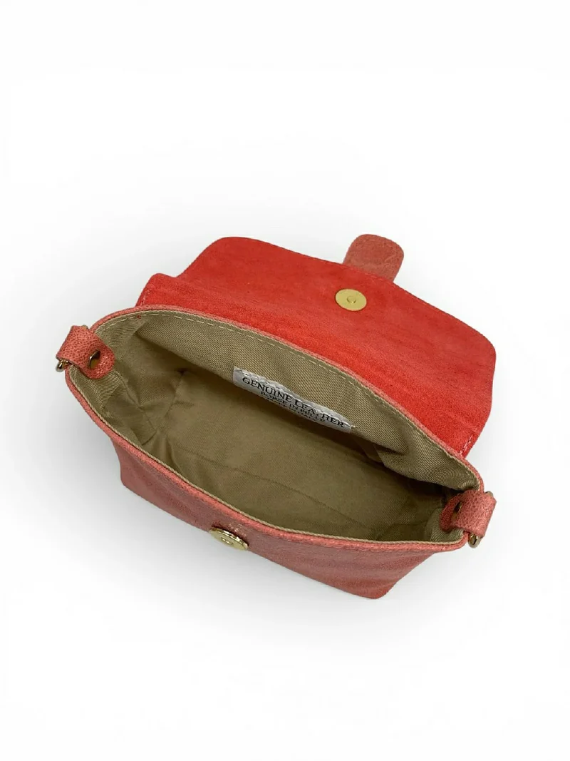Micro sac en cuir brossé BERLINGOT Rose saumon