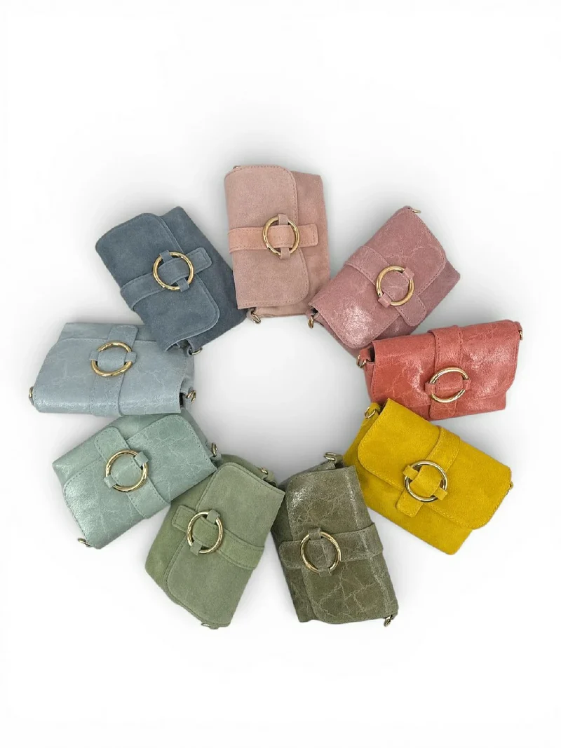 Micro sac en cuir brossé BERLINGOT Rose saumon