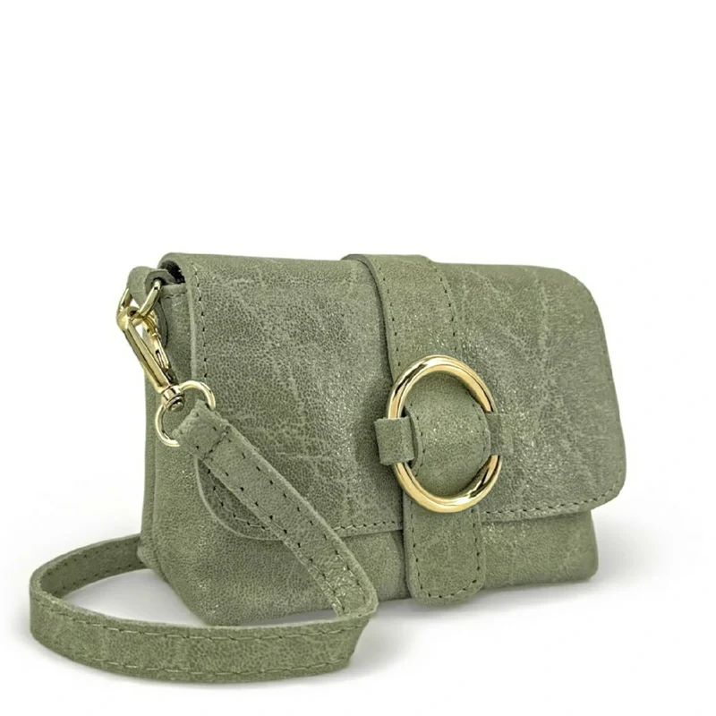 Micro sac en cuir brossé BERLINGOT Vert amande