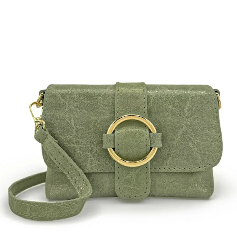 Micro sac en cuir brossé BERLINGOT Vert amande