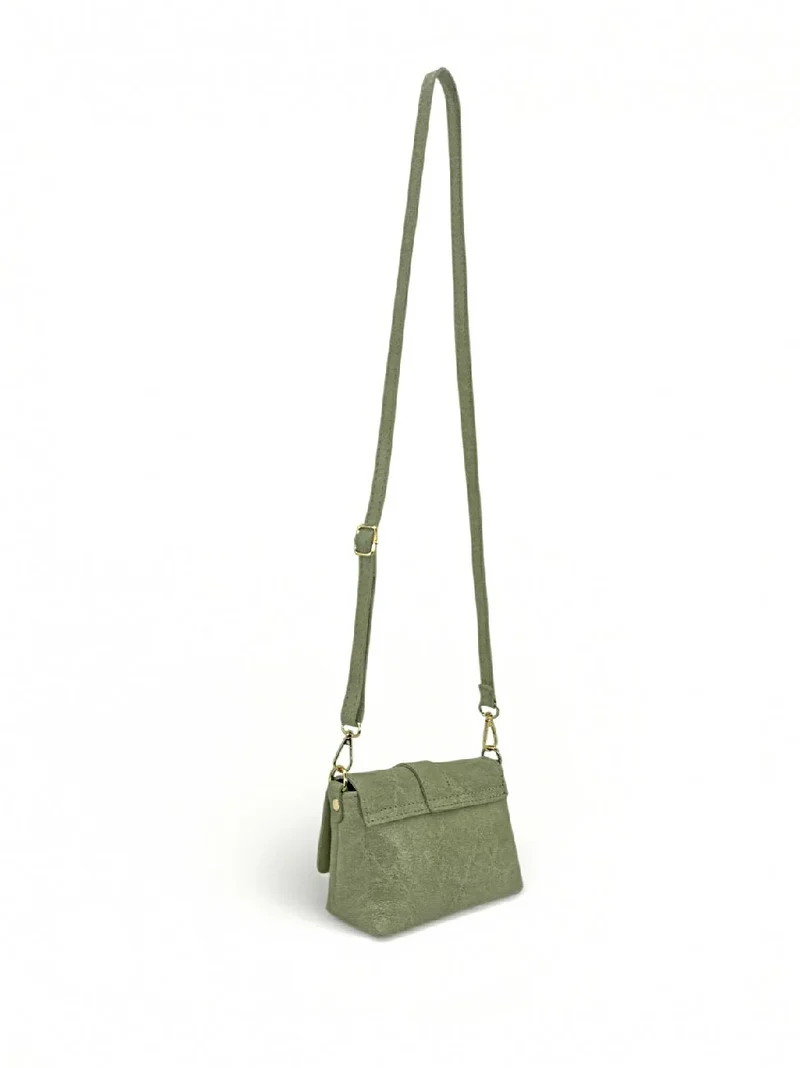 Micro sac en cuir brossé BERLINGOT Vert amande