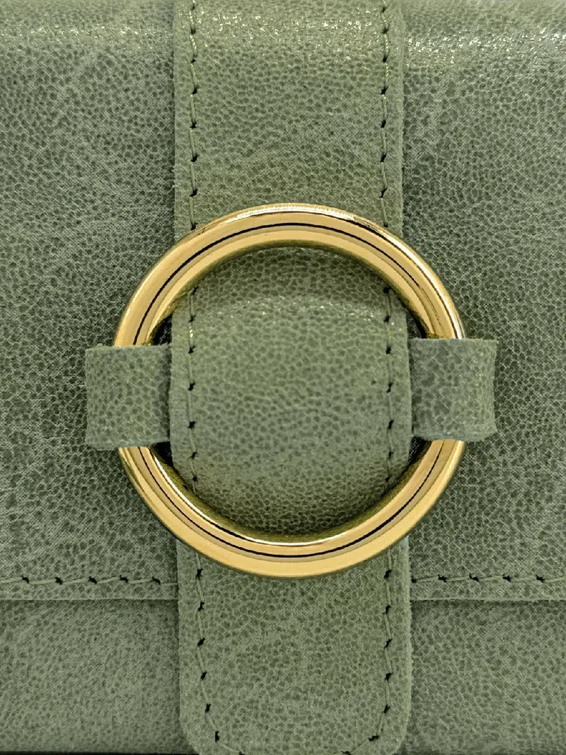 Micro sac en cuir brossé BERLINGOT Vert amande