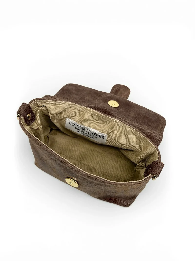 Micro sac en cuir brossé BERLINGOT Moka