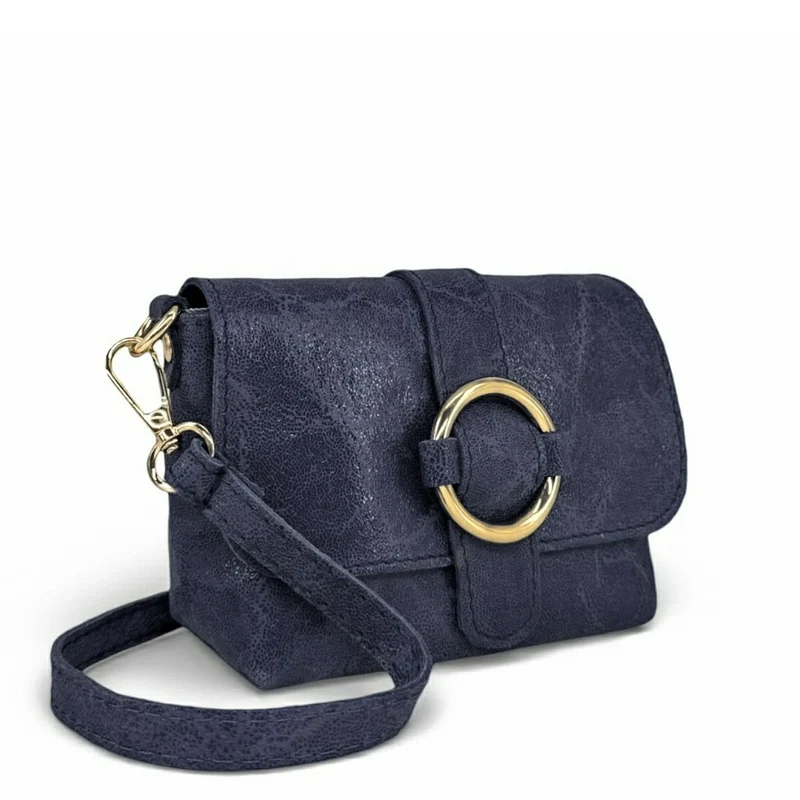 Micro sac en cuir brossé BERLINGOT Bleu marine