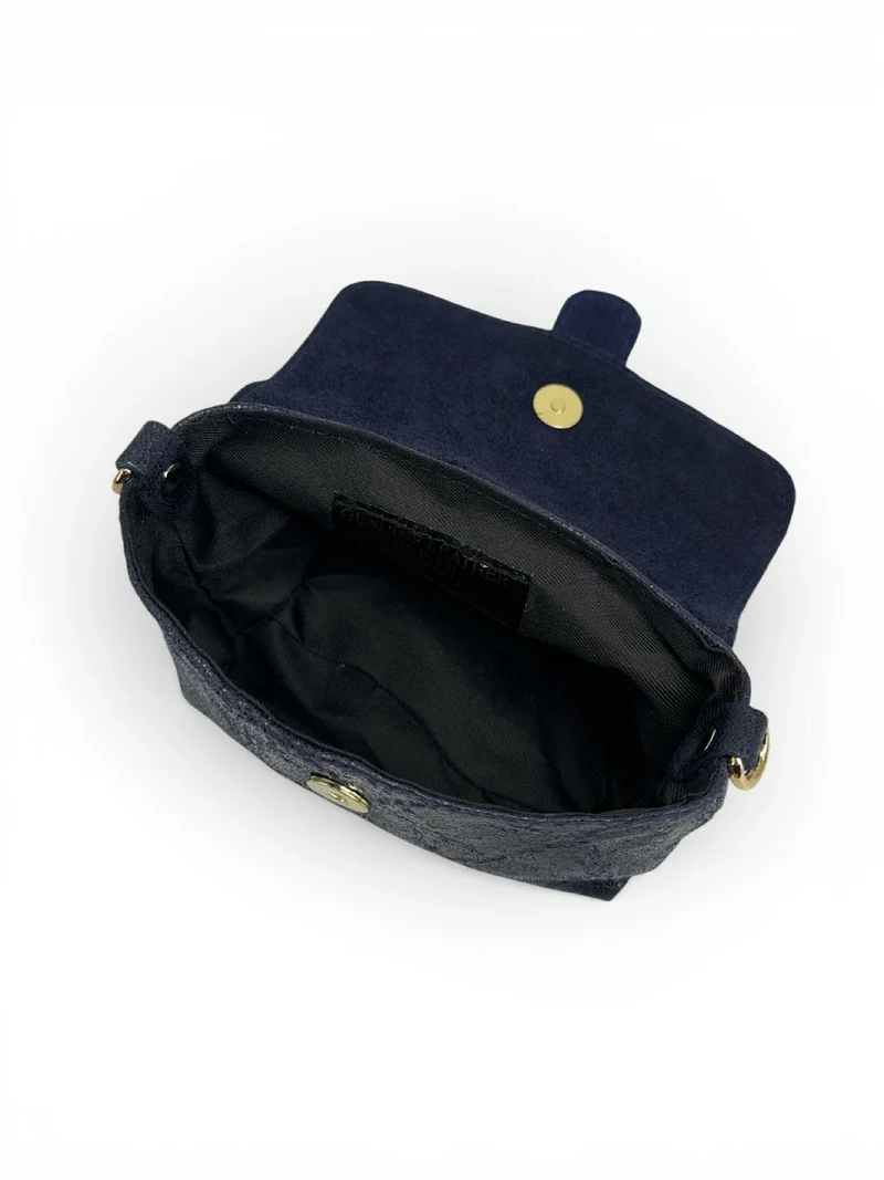 Micro sac en cuir brossé BERLINGOT Bleu marine