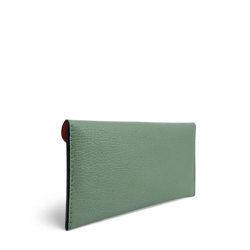 Pochette enveloppe en cuir grainé CLOE Vert amande