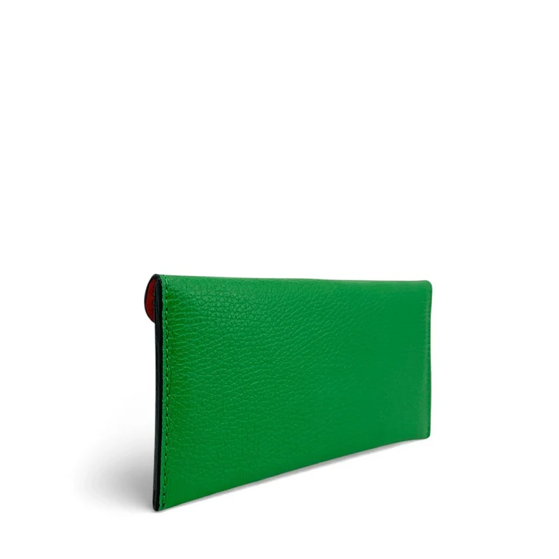 Pochette enveloppe en cuir grainé CLOE Vert anglais