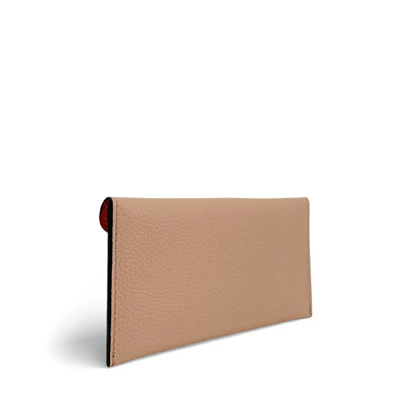 Pochette enveloppe en cuir grainé CLOE Rose nude