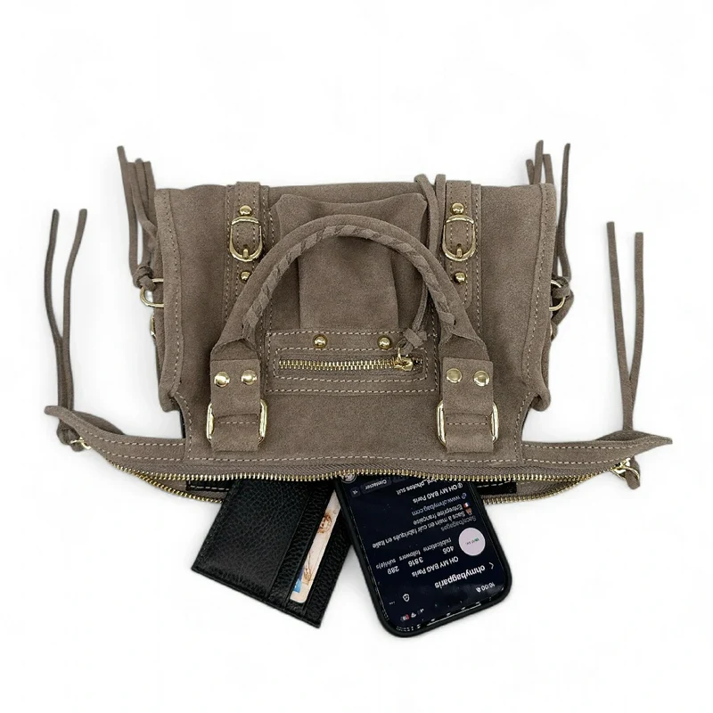Mini-sac en daim STORM SUEDE MINI Gris taupé
