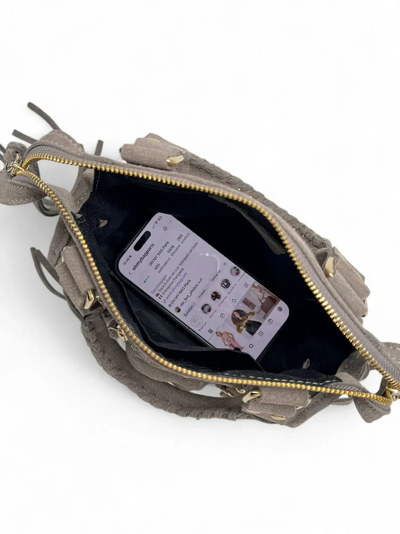 Mini-sac en daim STORM SUEDE MINI Gris taupé