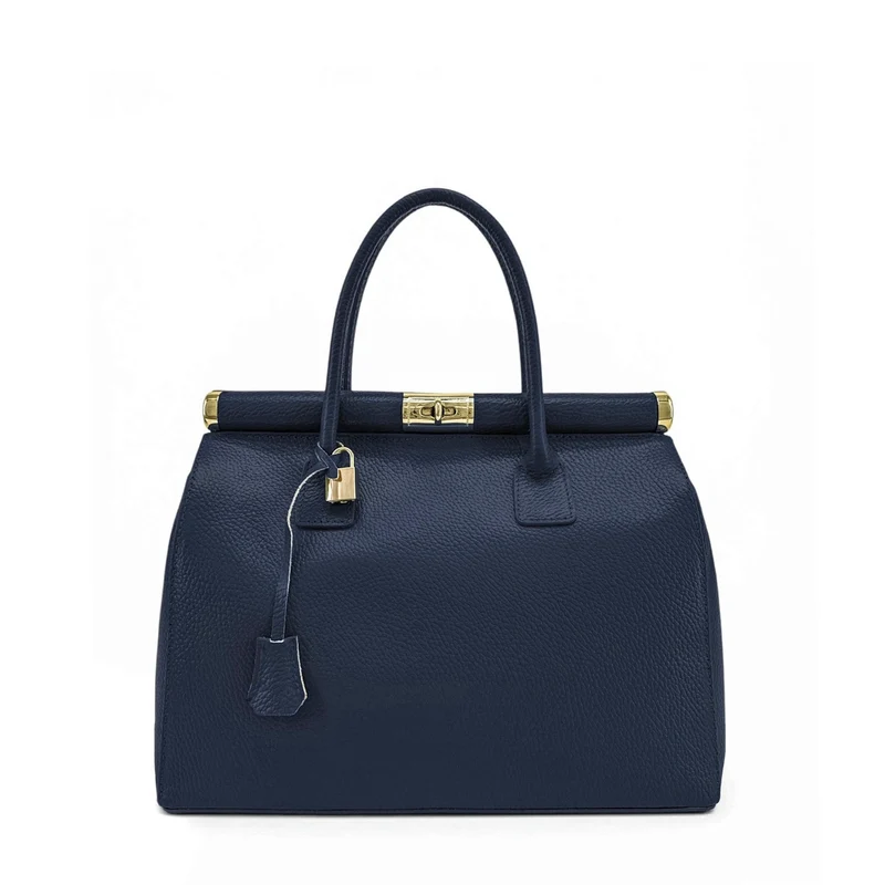 Sac bowling en cuir grainé TROCADERO Bleu marine