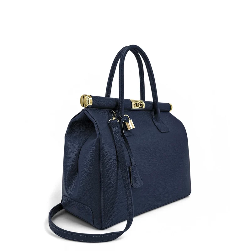 Sac bowling en cuir grainé TROCADERO Bleu marine