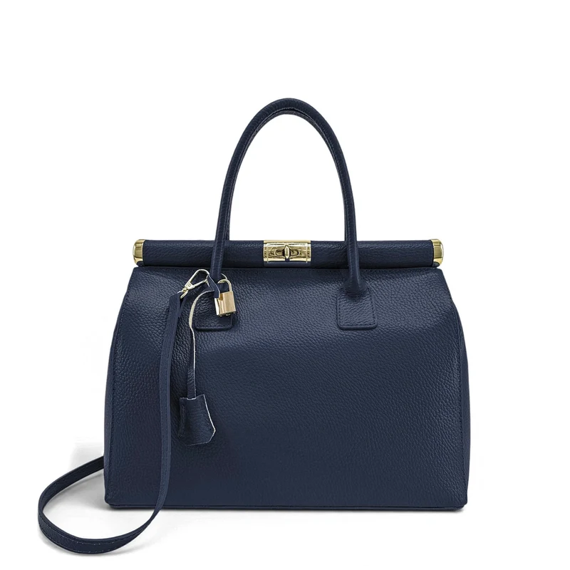 Sac bowling en cuir grainé TROCADERO Bleu marine
