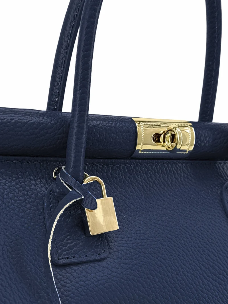 Sac bowling en cuir grainé TROCADERO Bleu marine