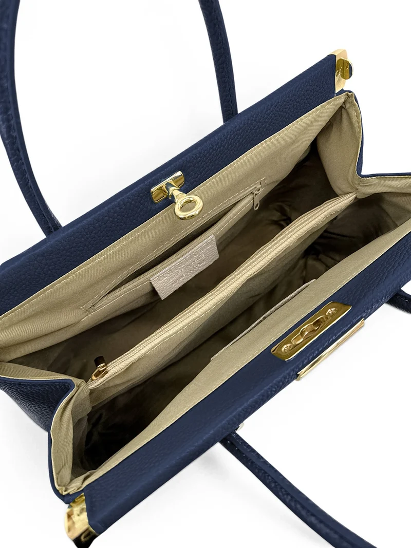 Sac bowling en cuir grainé TROCADERO Bleu marine