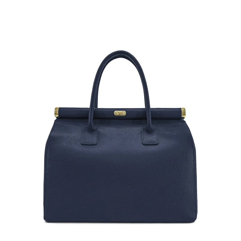 Sac bowling en cuir grainé TROCADERO Bleu marine