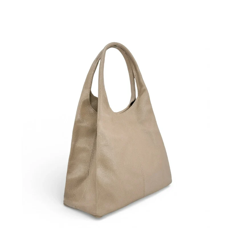 Sac porté épaule en cuir grainé BOSTON Taupe