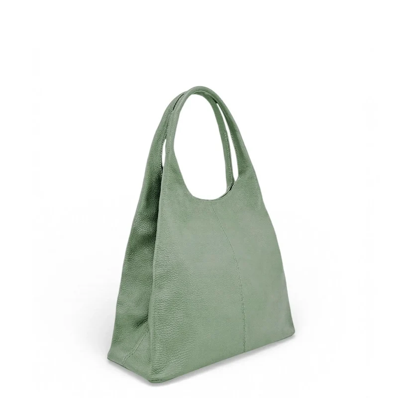 Sac porté épaule en cuir grainé BOSTON Vert amande