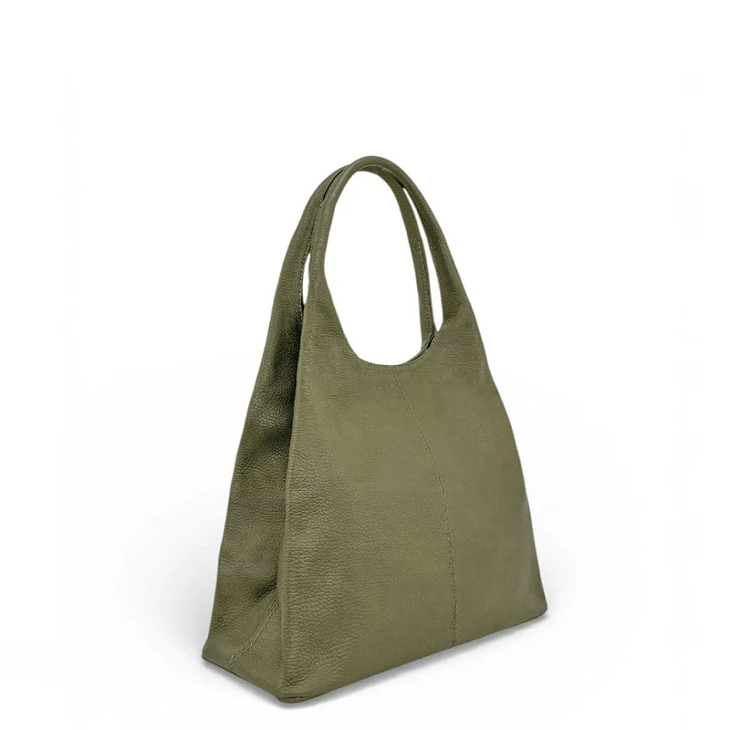 Sac porté épaule en cuir grainé BOSTON Kaki