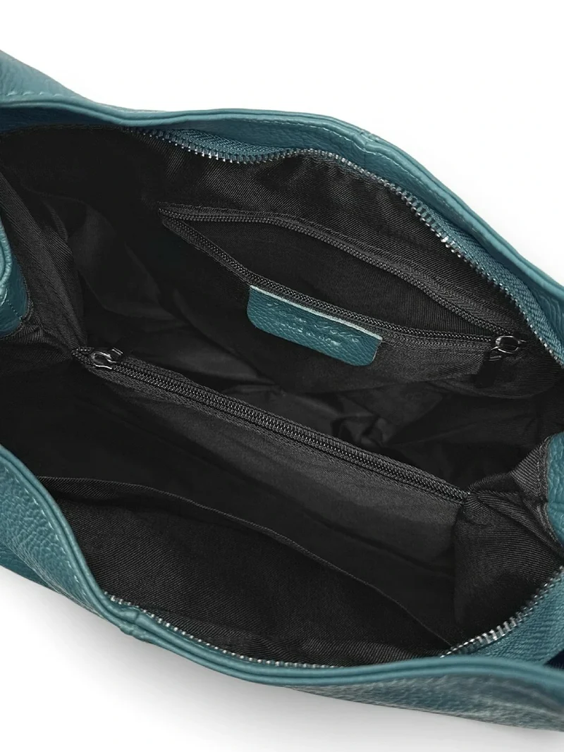 Sac à main en cuir grainé BOSTON Bleu vert canard
