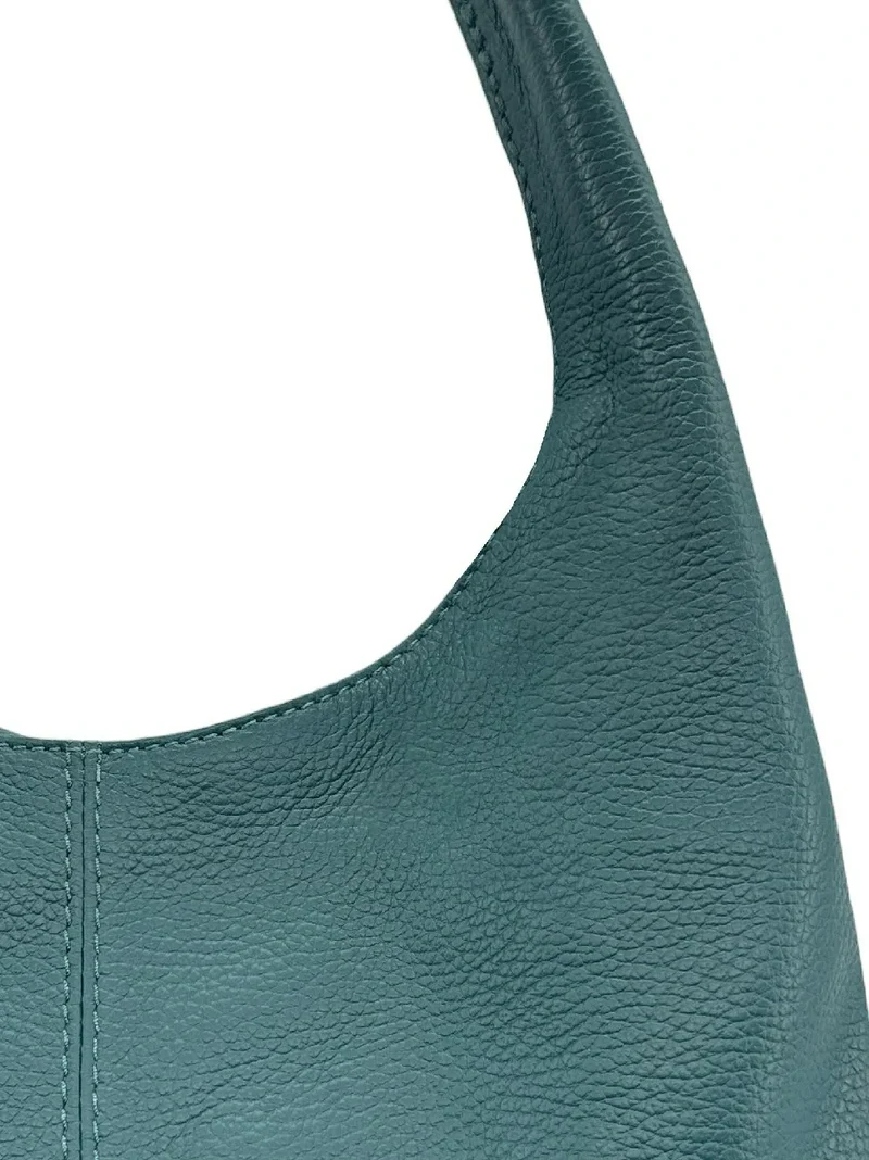 Sac à main en cuir grainé BOSTON Bleu vert canard