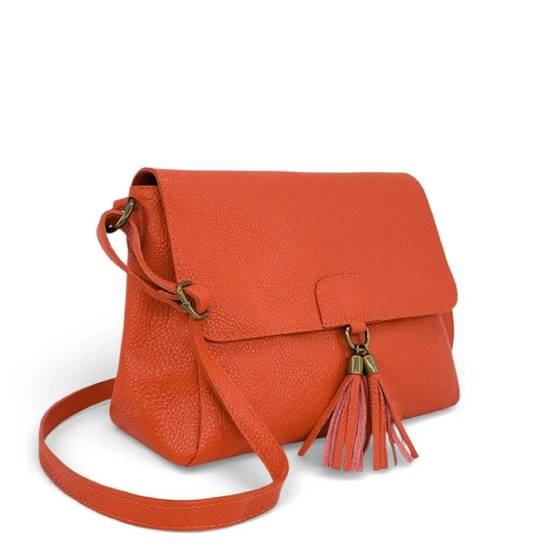 Sac bandoulière en cuir grainé SAIGON Orange