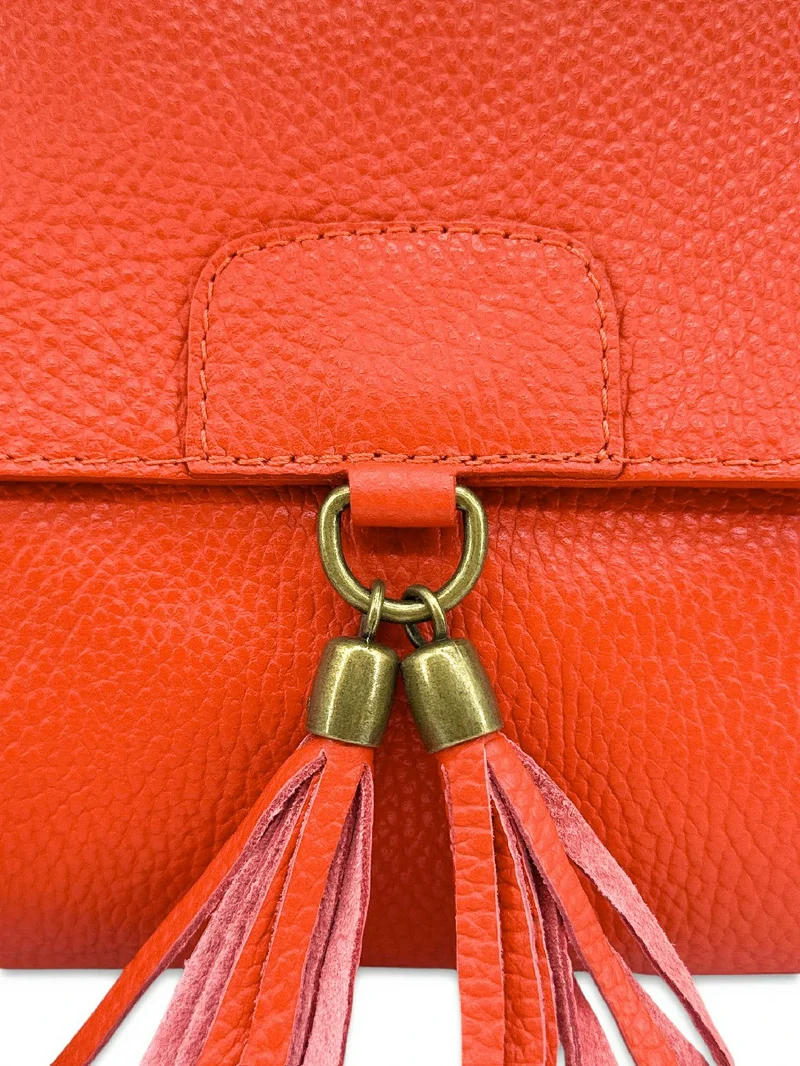 Sac bandoulière en cuir grainé SAIGON Orange