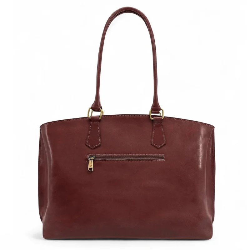 Grand sac cabas en cuir lisse GREENWICH Châtaigne