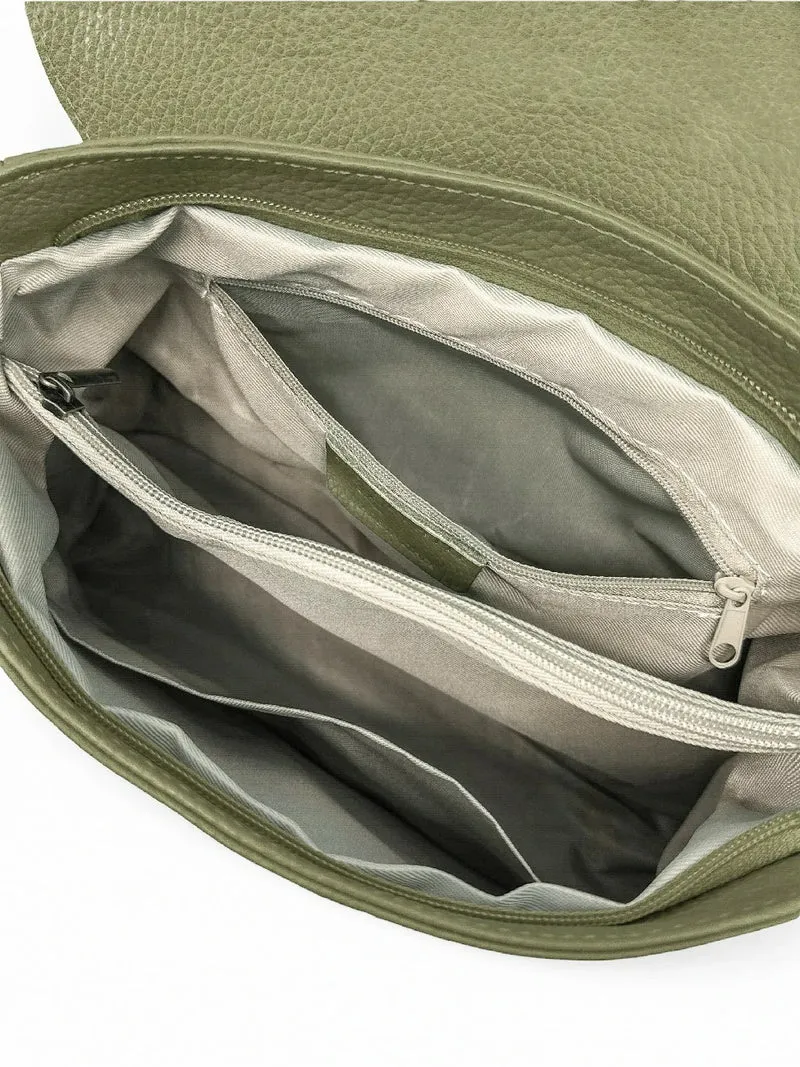 Sac bandoulière en cuir grainé SAIGON Kaki