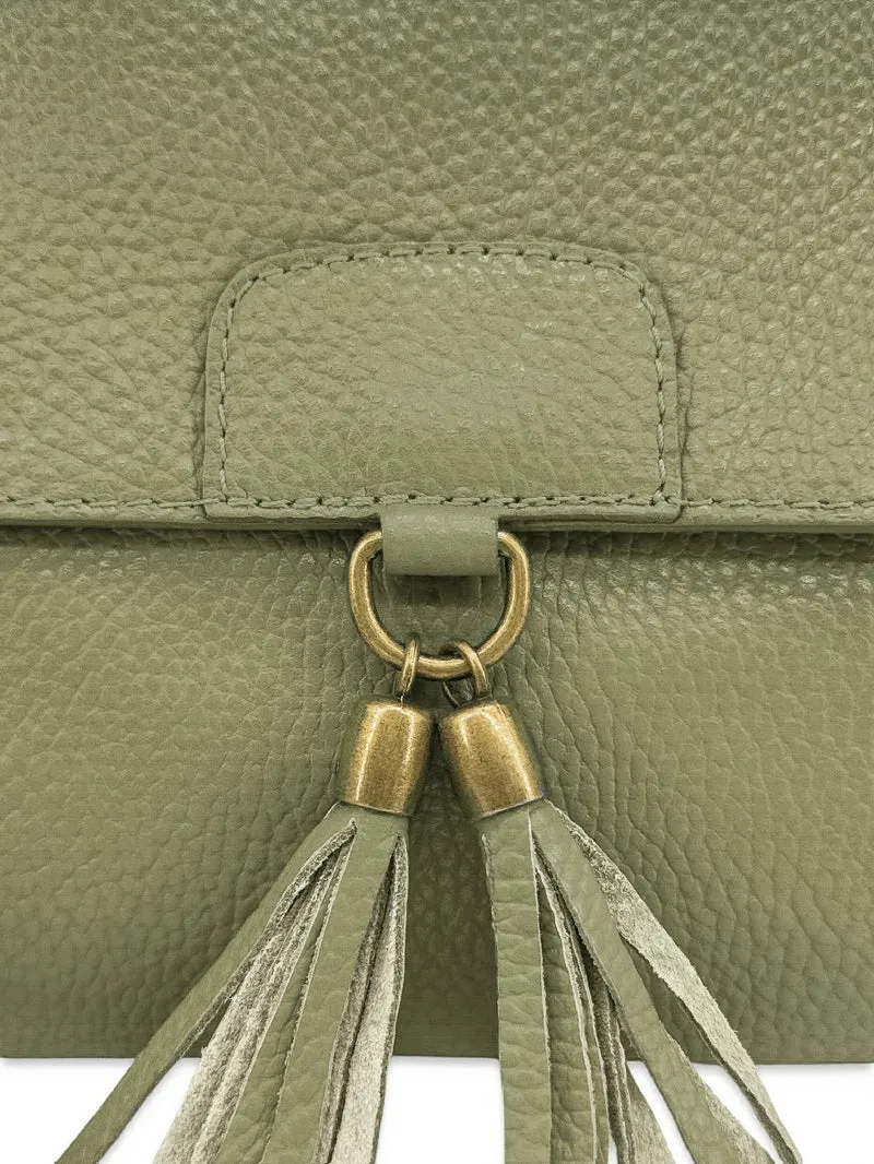 Sac bandoulière en cuir grainé SAIGON Kaki