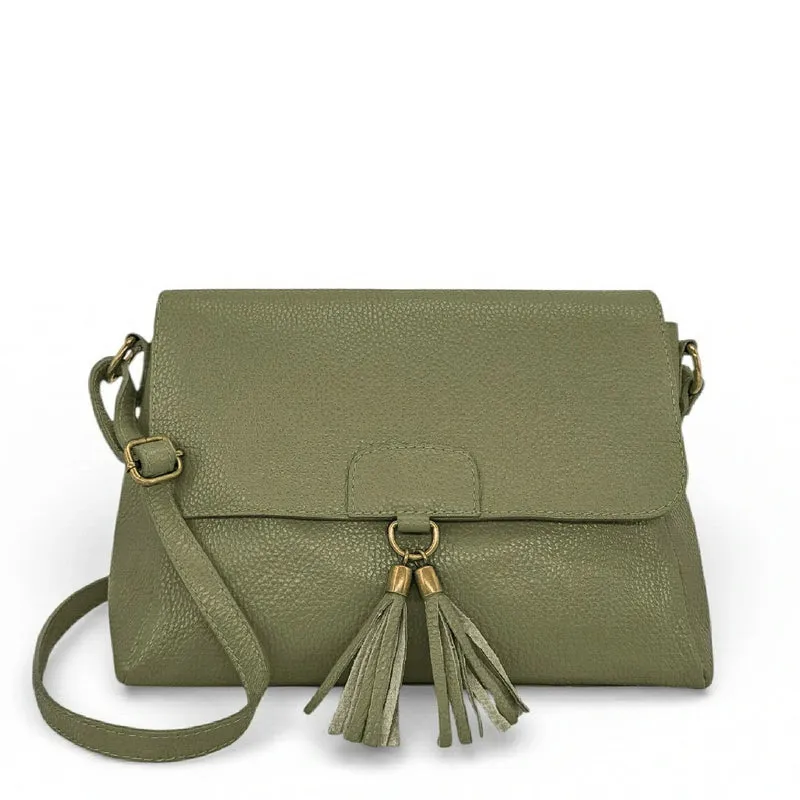 Sac bandoulière en cuir grainé SAIGON Kaki