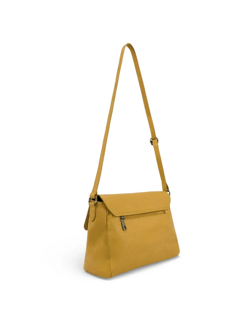 Sac bandoulière en cuir grainé SAIGON Jaune moutarde