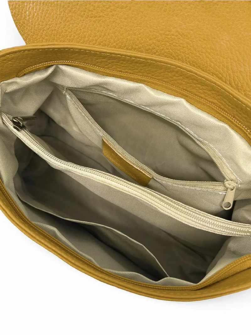 Sac bandoulière en cuir grainé SAIGON Jaune moutarde