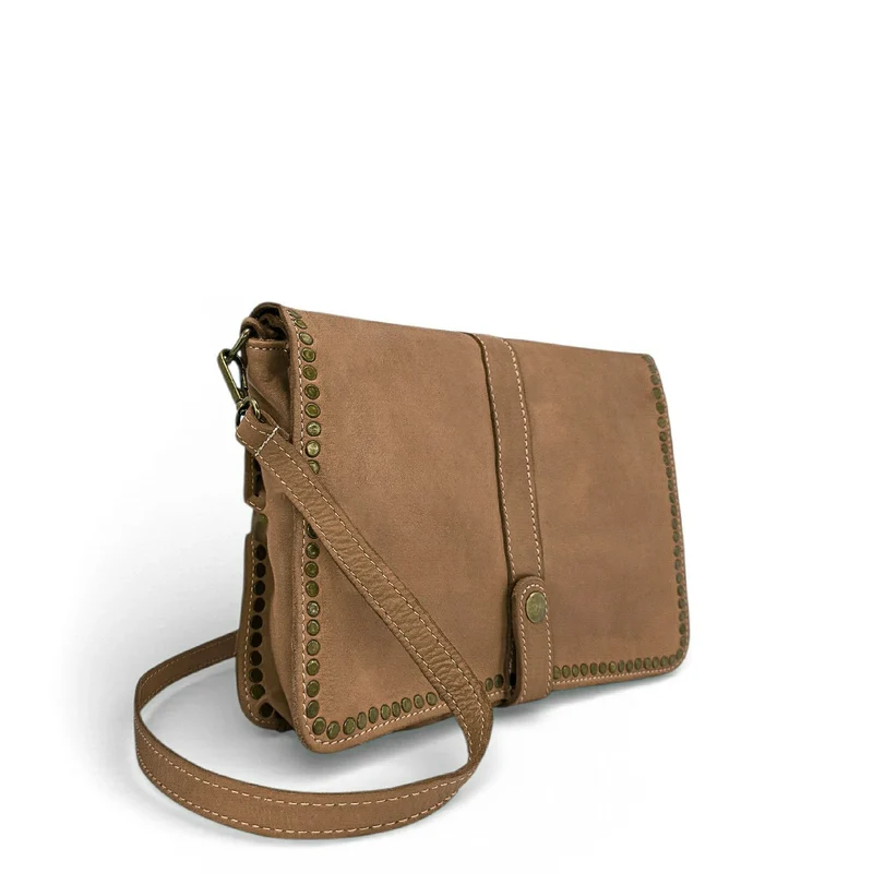 Sac besace en cuir vintage MISS K Taupe