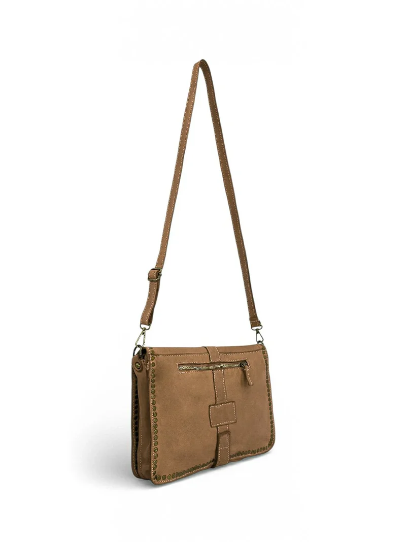 Sac besace en cuir vintage MISS K Taupe